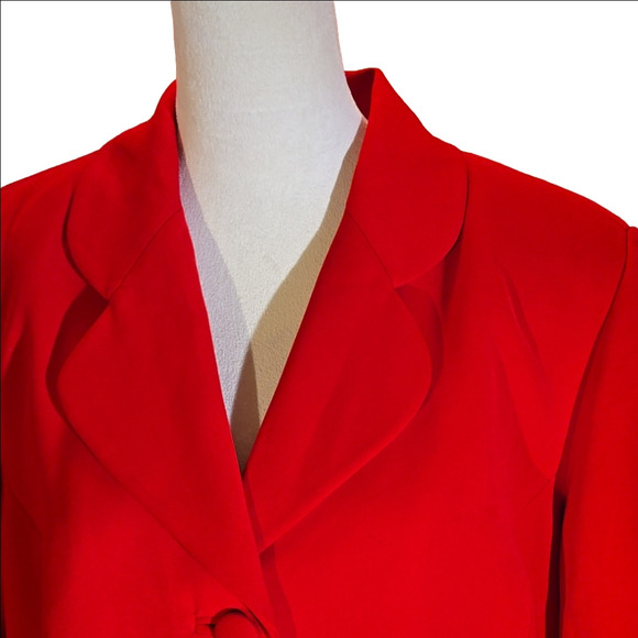 Nina Massini Blazer Jacket Red Notched Collar 3-Button Women Size 18 - Picture 2 of 12